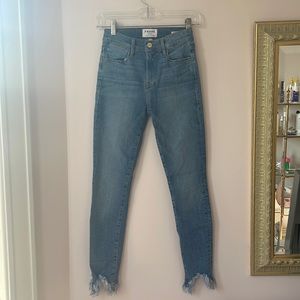 Frame cropped blue jeans 25